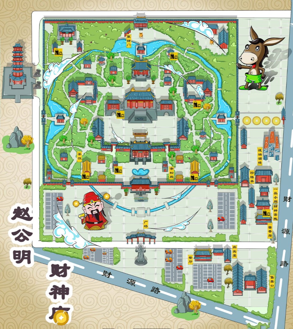 绿春寺庙类手绘地图
